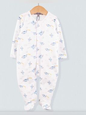 Fleurisse Airplane Pima Sky Adventure Footie with Matching Hat Size 3 -6 Months